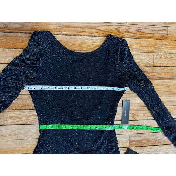 Lulus | Gift of Love Black Silver Backless Long Sleeve Bodycon Dress | Size L - Picture 13 of 14